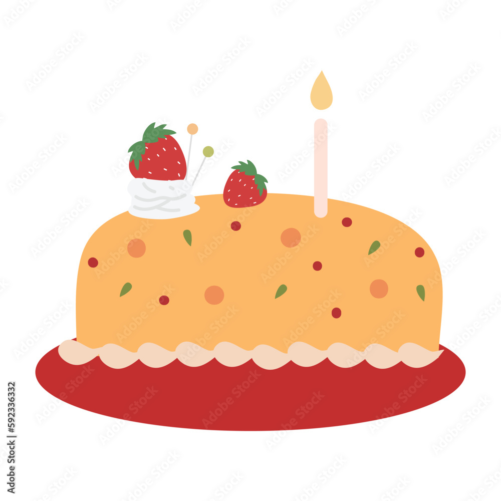 Birthday Cake Cartoon Illustration. Doodle cake, cupcake for a happy birthday celebration Birthday Cake Cartoon Illustration. Doodle cake, cupcake for a happy birthday celebration