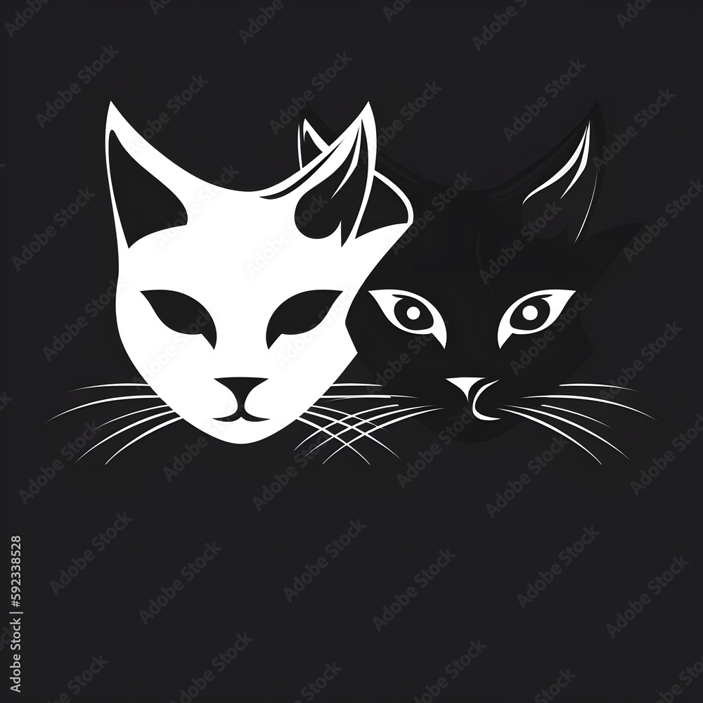 Thow cats logo white and black with Generative AI technology