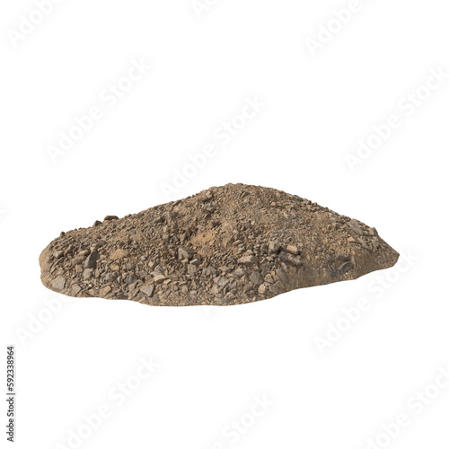 Heap of rubble and debris  isolated transparent background 3d rendering

