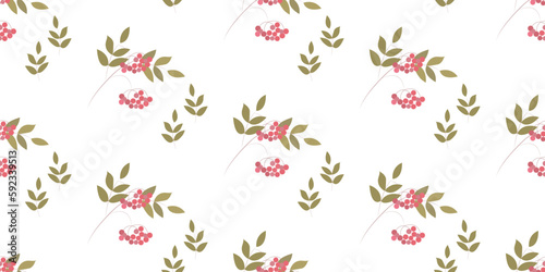 Seamless pattern with rowan. Perfect for printing on fabric and paper.