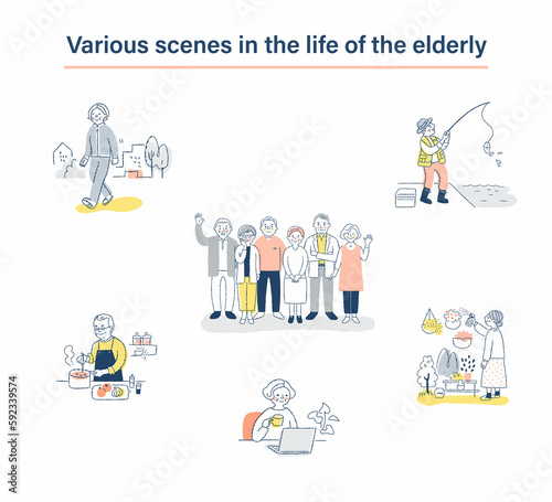 シニア世代のさまざまなライフシーン　セット