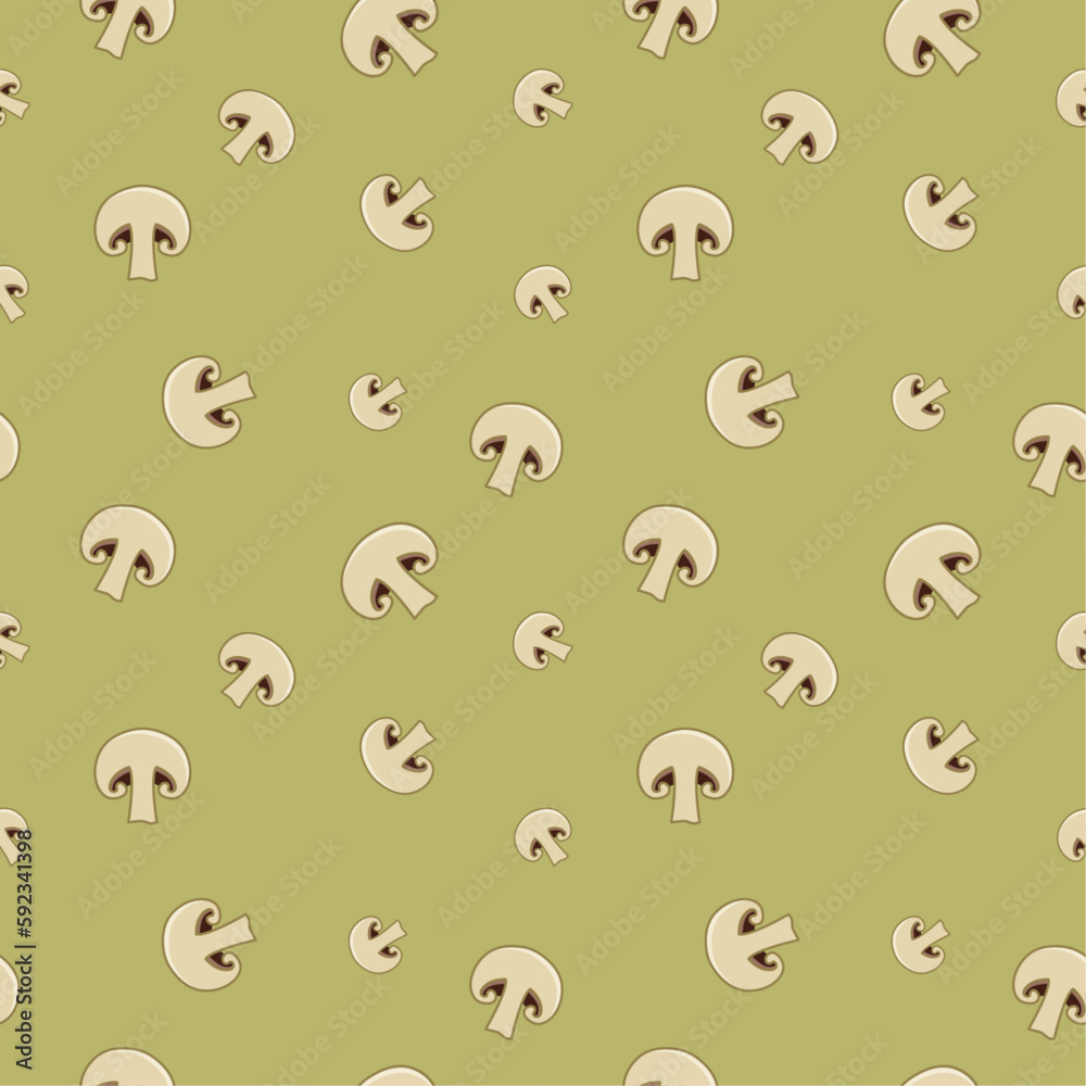Seamless mushroom champignon slices pattern Seamless mushroom champignon slices pattern