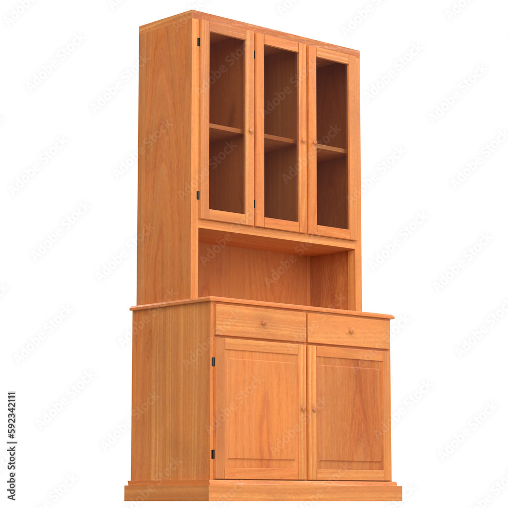 3D rendering illustration of a kitchen cupboard