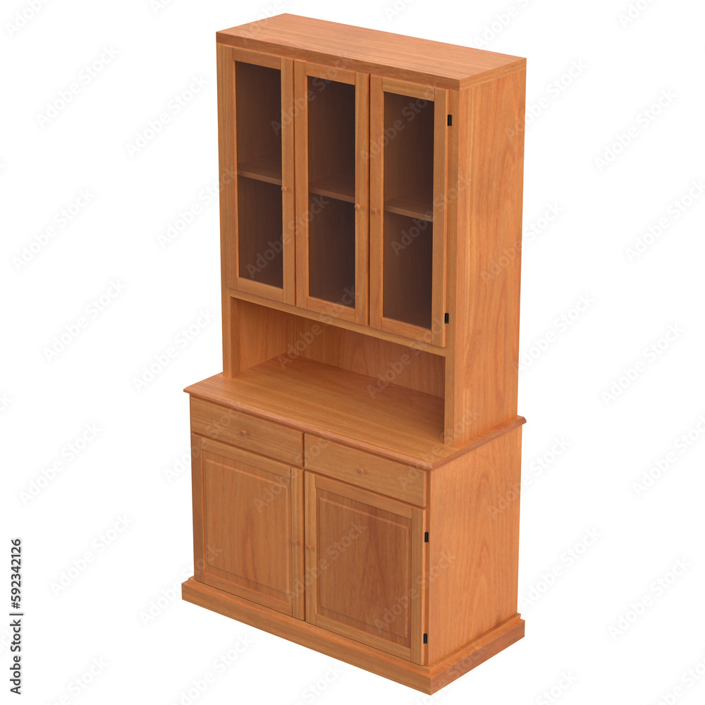 3D rendering illustration of a kitchen cupboard 3D rendering illustration of a kitchen cupboard