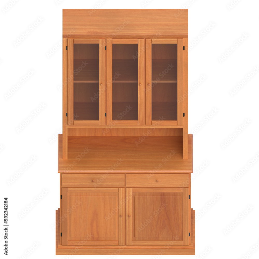 3D rendering illustration of a kitchen cupboard 3D rendering illustration of a kitchen cupboard