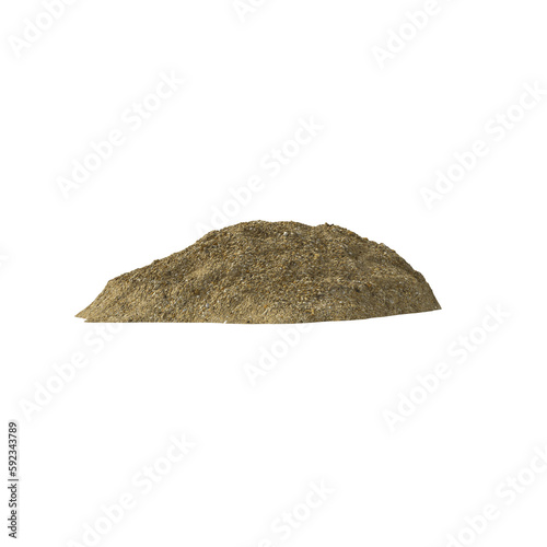 Heap of sand isolated transparent background 3d rendering 