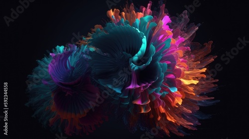  3d fractals elegantly designed with electric colors, hyperrealisitc, photography, 8k, generative ai