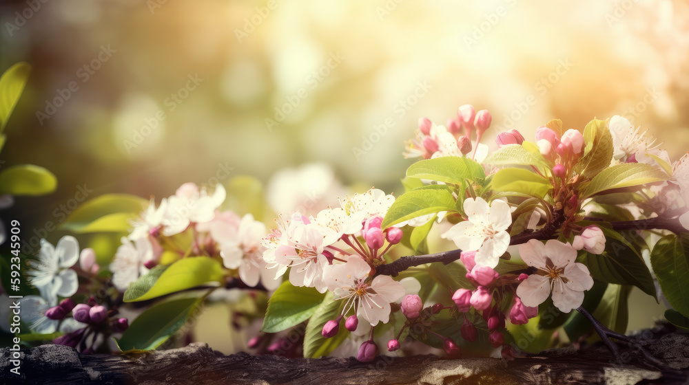 spring background with cherry flowers. generative ai spring background with cherry flowers. generative ai