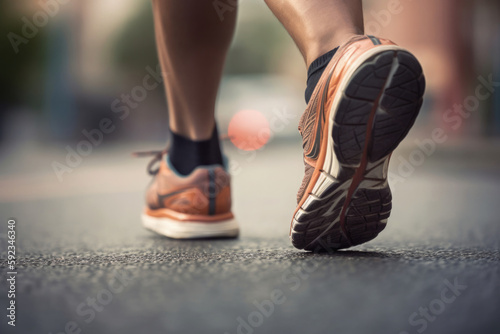 Nahaufnahme Füße mit Sportschuhen laufen auf der Straße