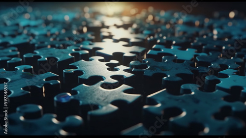 a close up of a puzzle piece on a table photo