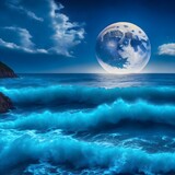 fantasy sea and moon