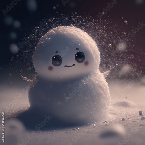 Cute snowman. Generative AI. 