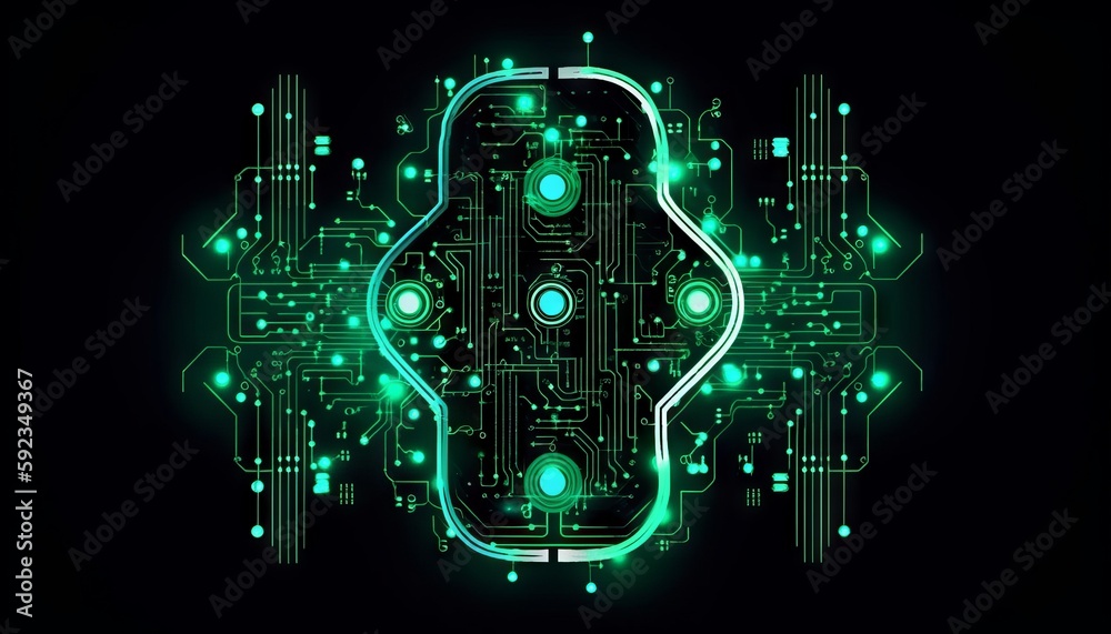 Futuristic Motherboard and Computer Board Chips Generative AI