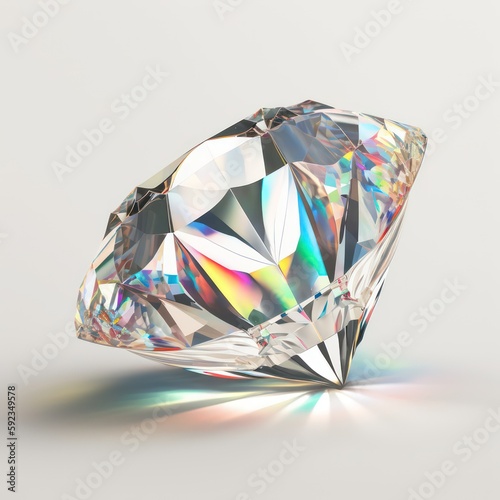 A cute brilliant and precious white diamond stone vibrant. Diamond in 3d style illustration. Generative AI.