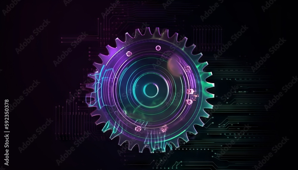 Obraz premium Gear Futuristic Motherboard and Computer Board Chips Generative AI