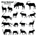 Collection set of Oryx Animal silhouettes vector illustrations