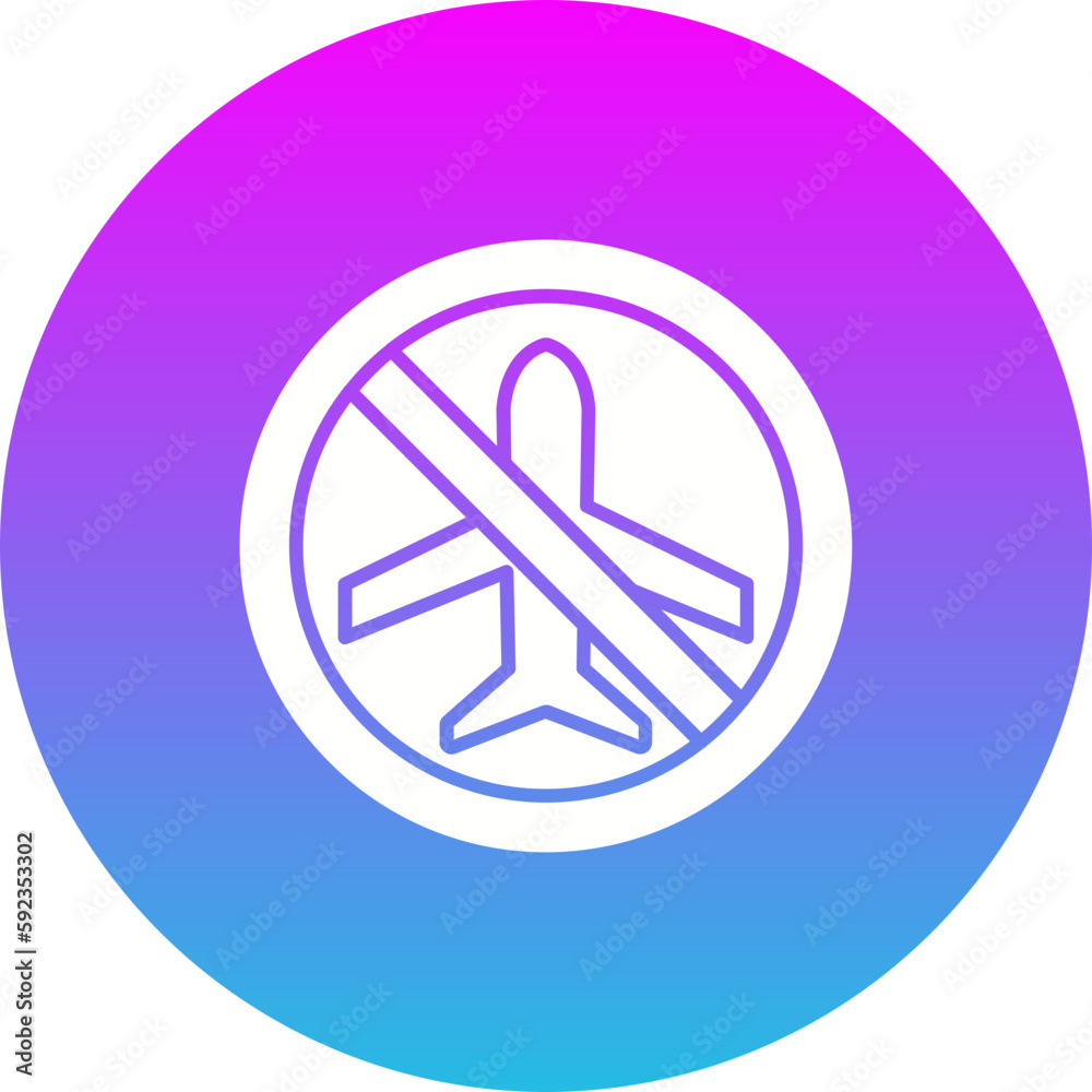 No Flight Gradient Circle Glyph Inverted Icon No Flight Gradient Circle Glyph Inverted Icon