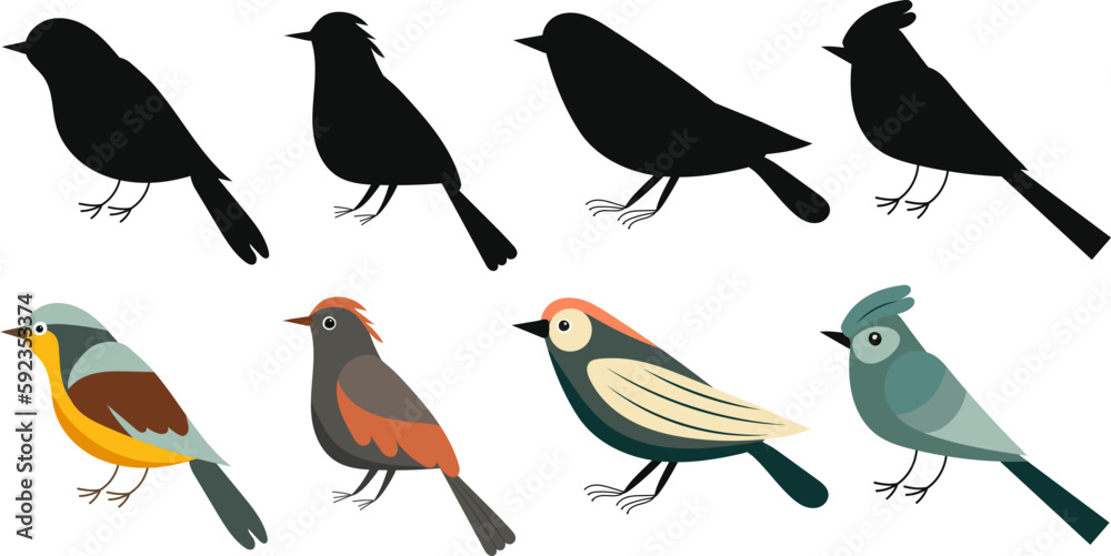 Obraz premium set of birds on white background, vector