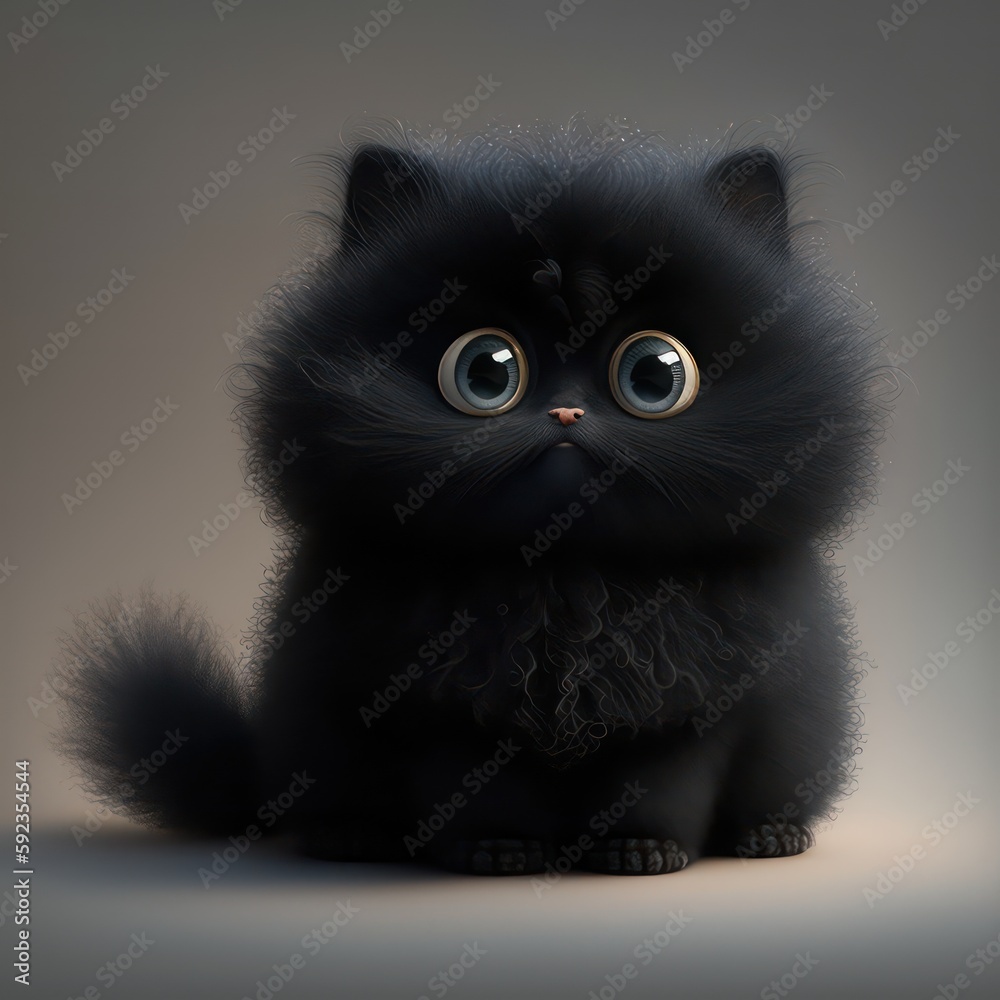 Fluffy persian cat in cartoon character. Cute fluffy persian cat. Generative AI.