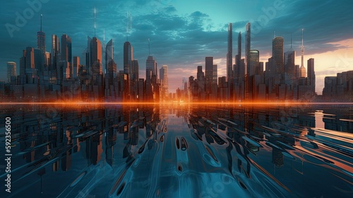  an acidwave image of a city, 8k, hyperrealistic, photography, octane render, generative ai © 3D Station