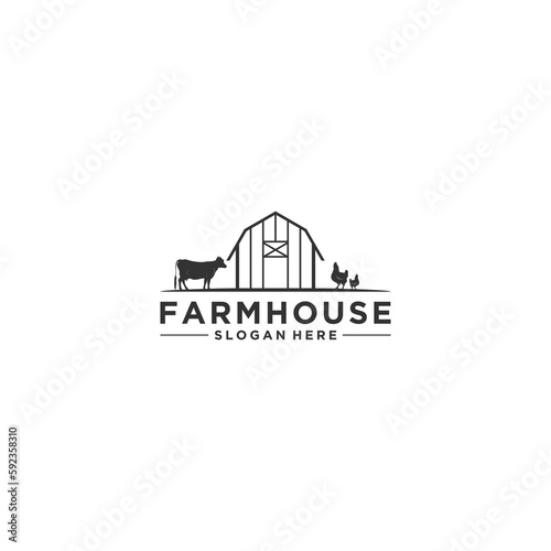 farm house logo template in white background