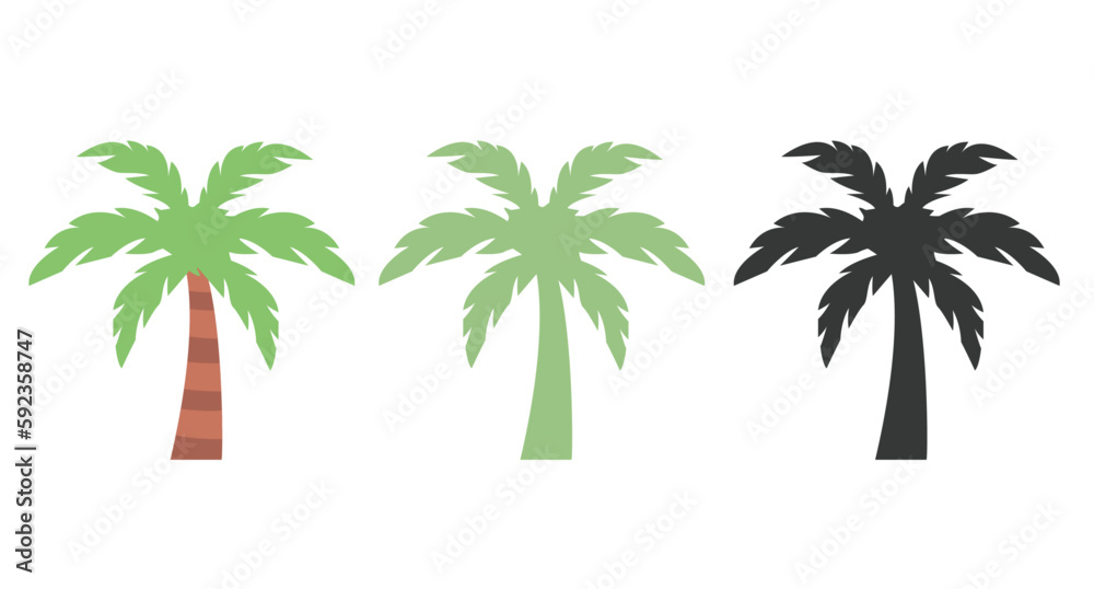 Palm icon set. Isolated on white background. Vector illustration