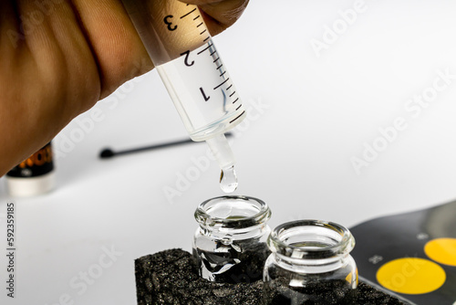 Colorimetric nitrate test used to measure the nitrate level in marine aquarium water.