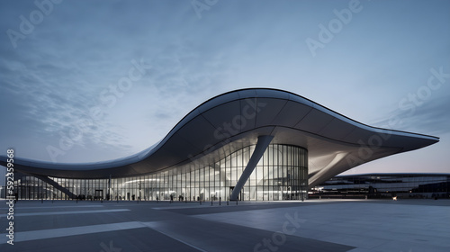 Futuristic airport terminal, Generative AI