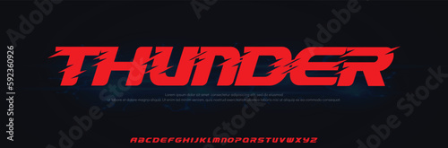 Canvastavla Thunder, game font alphabet sporty slanted letters