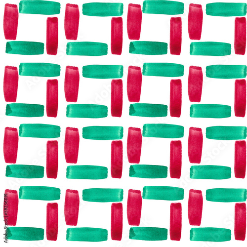 Pattern of green-red watercolor stripes.