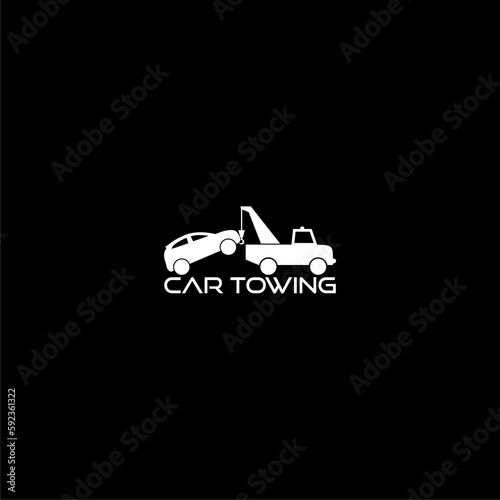 Towing car evacuation logo icon isolated on dark background
