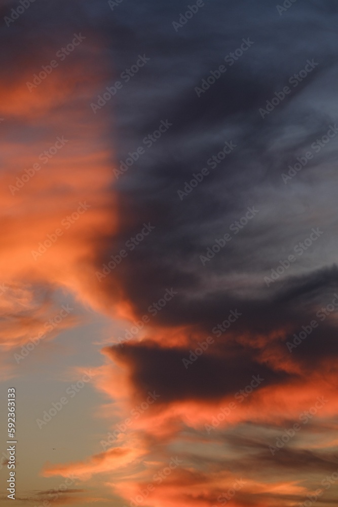 Beautiful view of clouds in the sky during an orange sunset