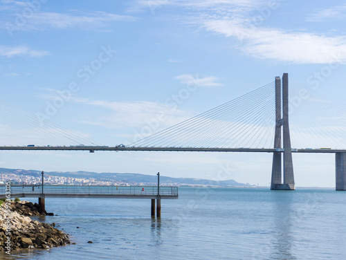 View from the embankment to the Vasco da Gama bridge
