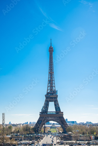 Fototapeta Naklejka Na Ścianę i Meble -  The Eiffel Tower is a wrought-iron lattice tower on the Champ de Mars in Paris, France. It is named after the engineer Gustave Eiffel, is 330 metres and the tallest structure in Paris.