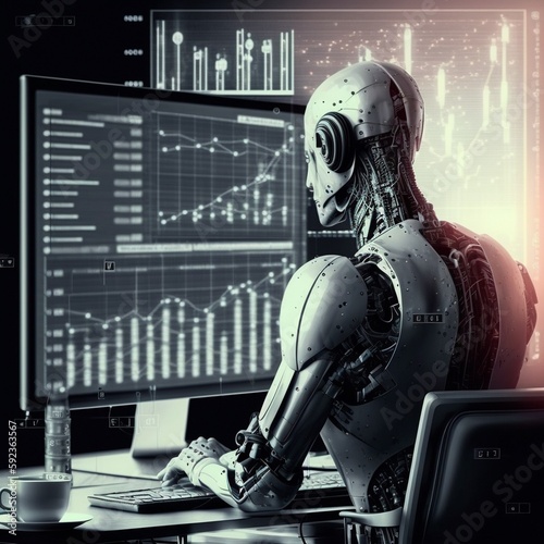 Robot using Technology, robot AI and algorithms replacing human workers in many industrie