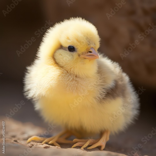 Cute yellow chick portrait. Chicky. Generative AI.