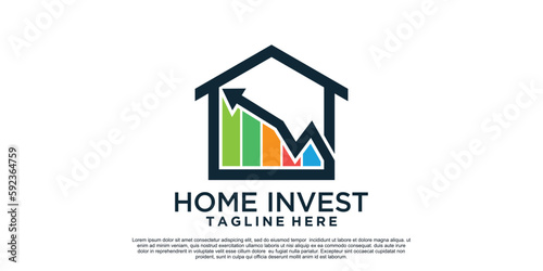 Home invest logo design simple concept Premium Vector