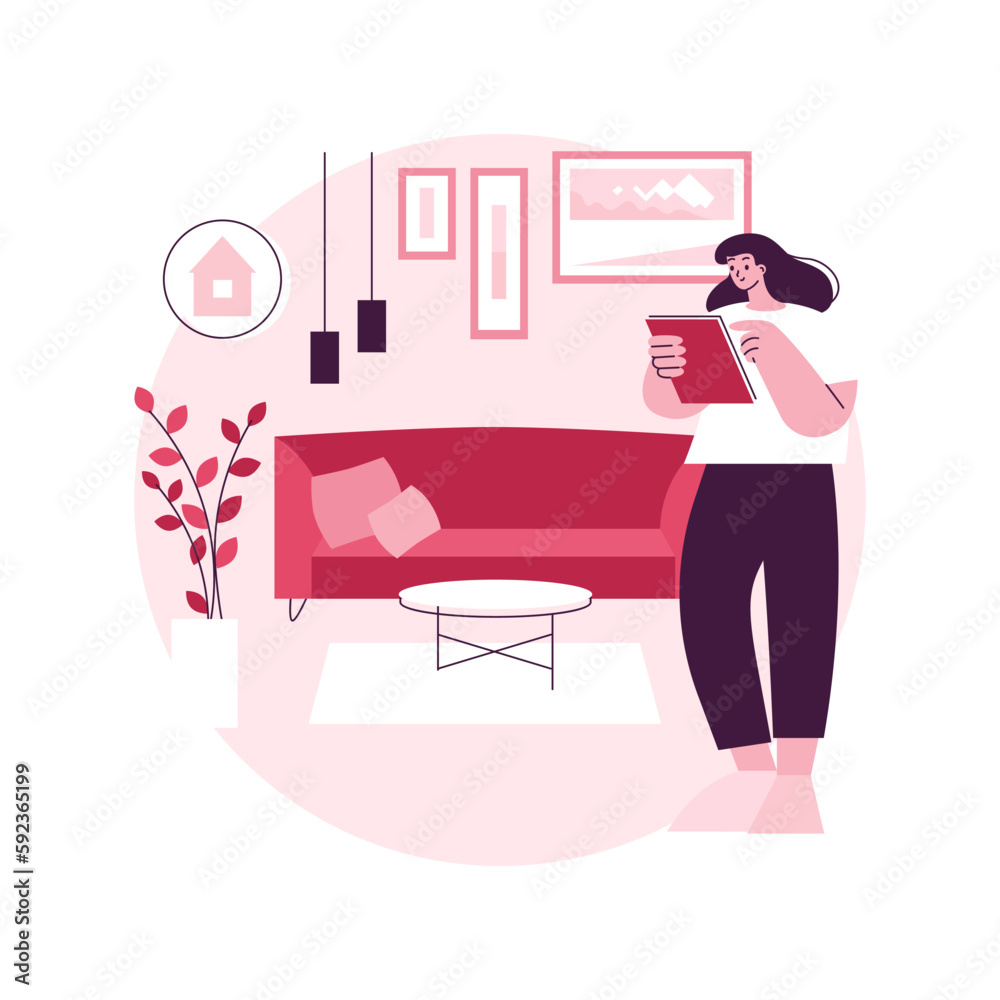 Home staging abstract concept vector illustration. Hiring home stager, staging company, preparing private residence for sale, improving a propertys appeal, real estate business abstract metaphor.
