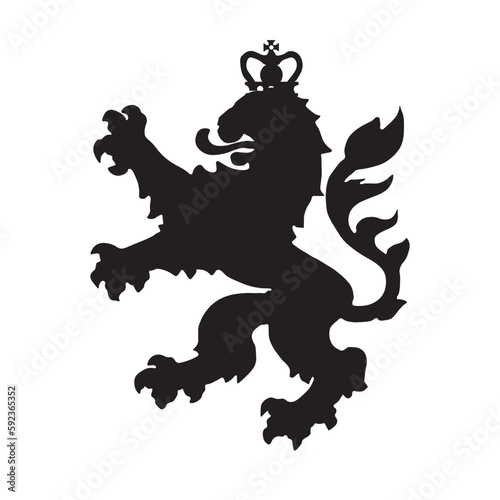 Heraldic lion icon. Emblem royal nobility set vector ilustration.