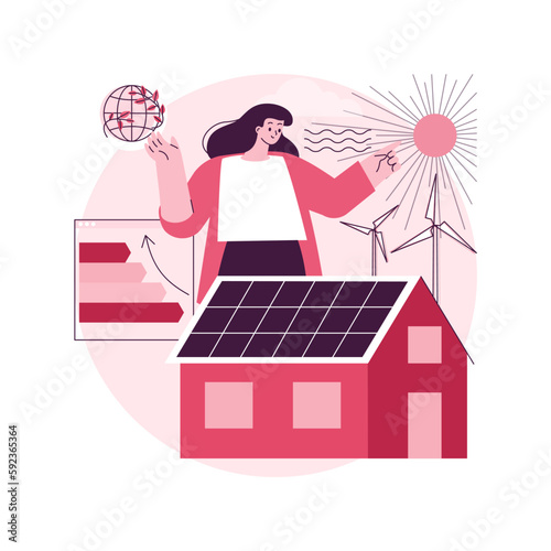 Passive house abstract concept vector illustration. Passive house standarts, heating efficiency, reducing ecological footprint, energy saving technology, sustainable home abstract metaphor.
