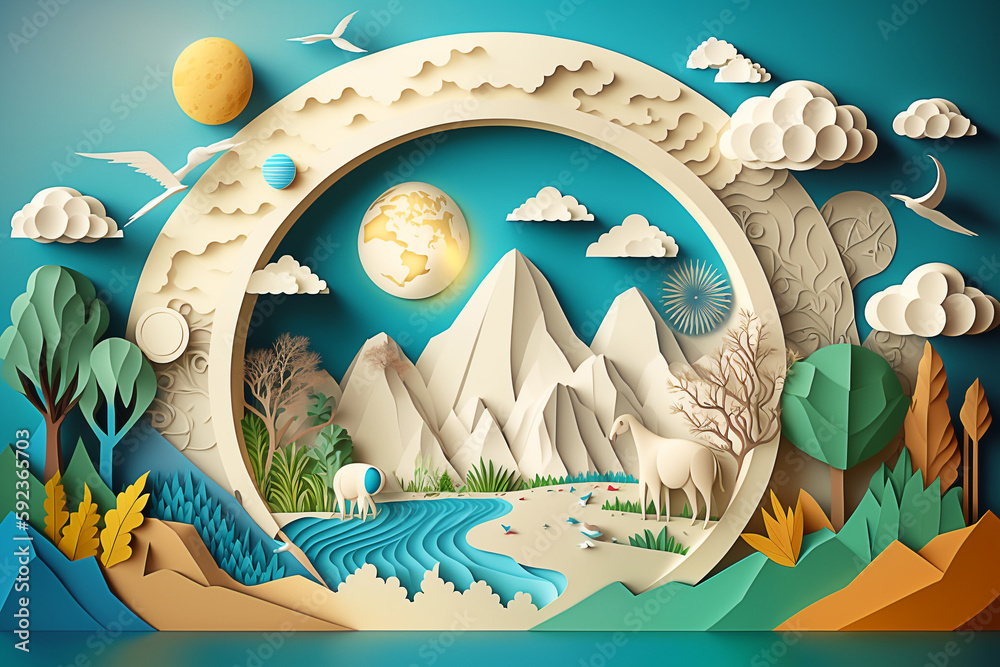 Naklejka premium Earth Day paper art concepts