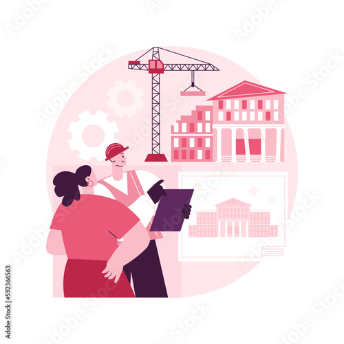 Old buildings modernization abstract concept vector illustration. Building up service, construction modernization solutions, historic buildings insulation, design team abstract metaphor.