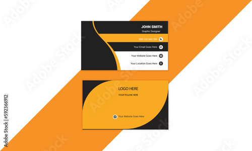 Double-sided creative business card template. Vector creative business card template with triangles, squares, round, waves for business, technology.