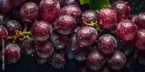 red grapes on a vine, close up background, created with generative ai
