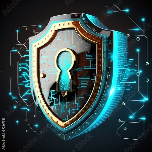 Internet security and Data prevention, Security Padlock lock icon on dark blue background, Technology for online data access defense against hackers and viruses