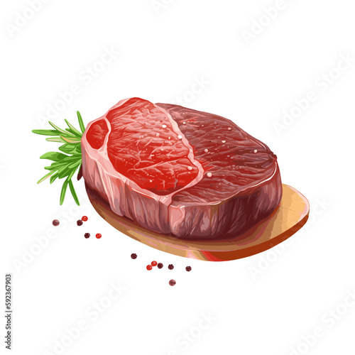 steak on a board, vector/icon