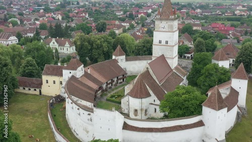 The fortified church of Honigberg at Brasov in Romania photo