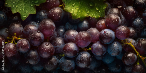 red table grapes close up background, created with generative ai photo