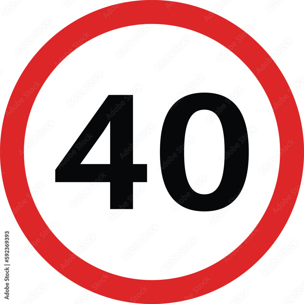 40 speed limitation road sign vector . traffic sign restricting speed to 40 kilometers per hour 40 speed limitation road sign vector . traffic sign restricting speed to 40 kilometers per hour