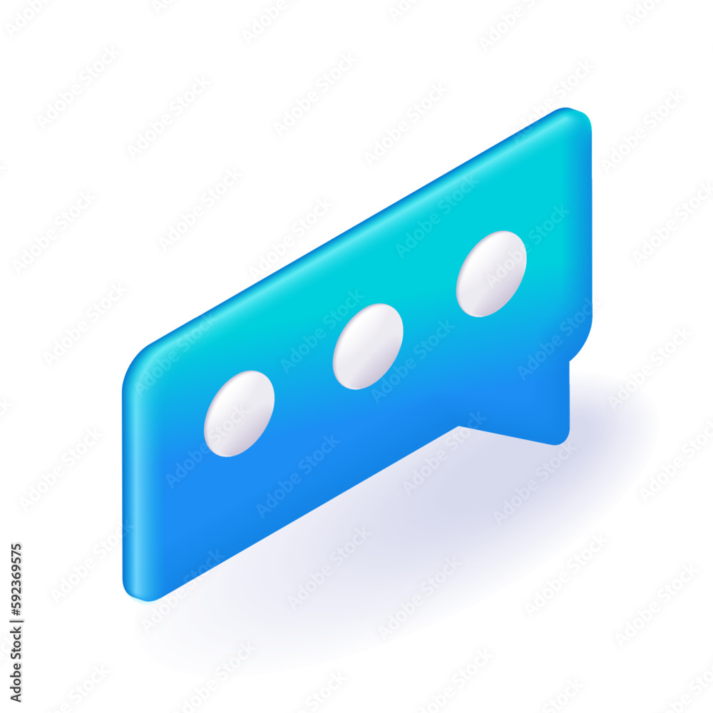 Isometric 3D icon Speech bubble for text. Chat message, social media chatting, Vector for website Isometric 3D icon Speech bubble for text. Chat message, social media chatting, Vector for website
